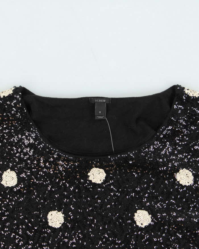 Vintage Women's J.Crew Black Sequined Party Top - S