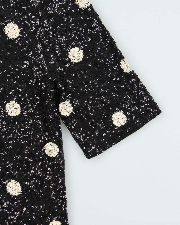 Vintage Women's J.Crew Black Sequined Party Top - S