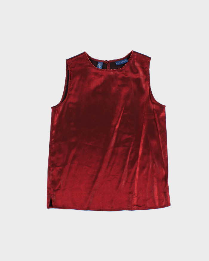 Vintage Women's 1990s Karen Scott Red Satin Party Top - S