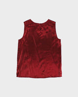 Vintage Women's 1990s Karen Scott Red Satin Party Top - S