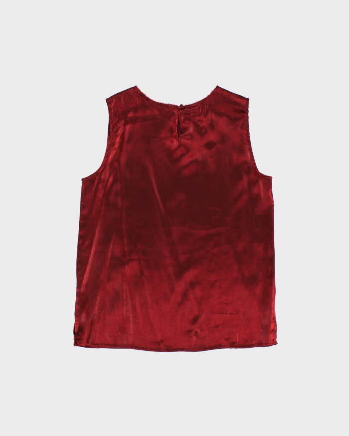Vintage Women's 1990s Karen Scott Red Satin Party Top - S