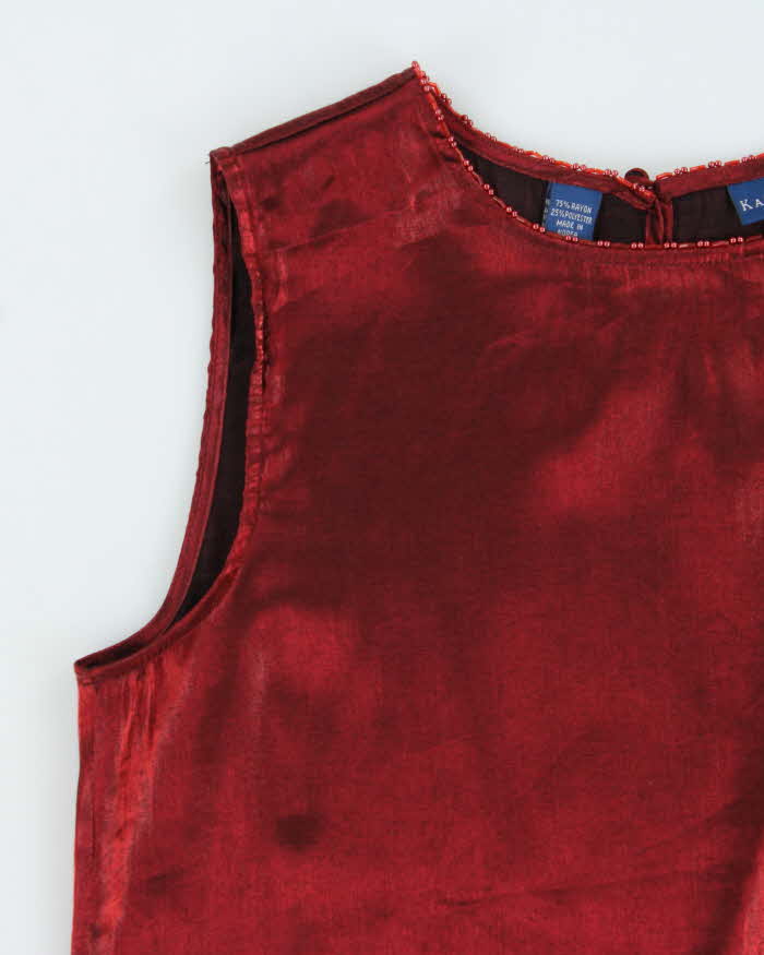 Vintage Women's 1990s Karen Scott Red Satin Party Top - S