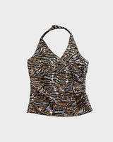 Vintage Women's 1990s Bianca Nygard Sequined Halterneck Party Top - L