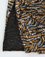 Vintage Women's 1990s Bianca Nygard Sequined Halterneck Party Top - L