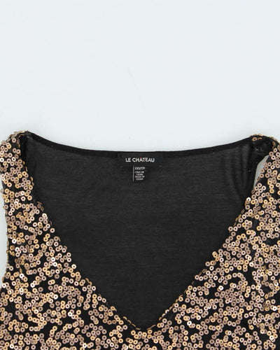 Vintage Women's 1990s Le Chateau Sequined Party Top - XXS