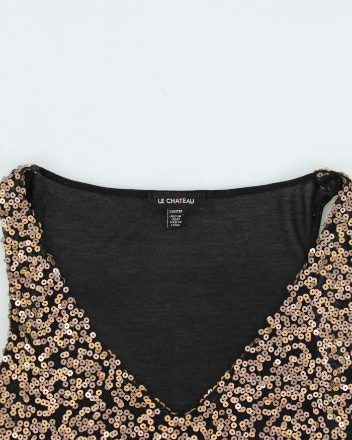 Vintage Women's 1990s Le Chateau Sequined Party Top - XXS