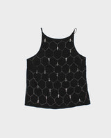 Vintage Women's Black Sequined Strappy Party Top - M