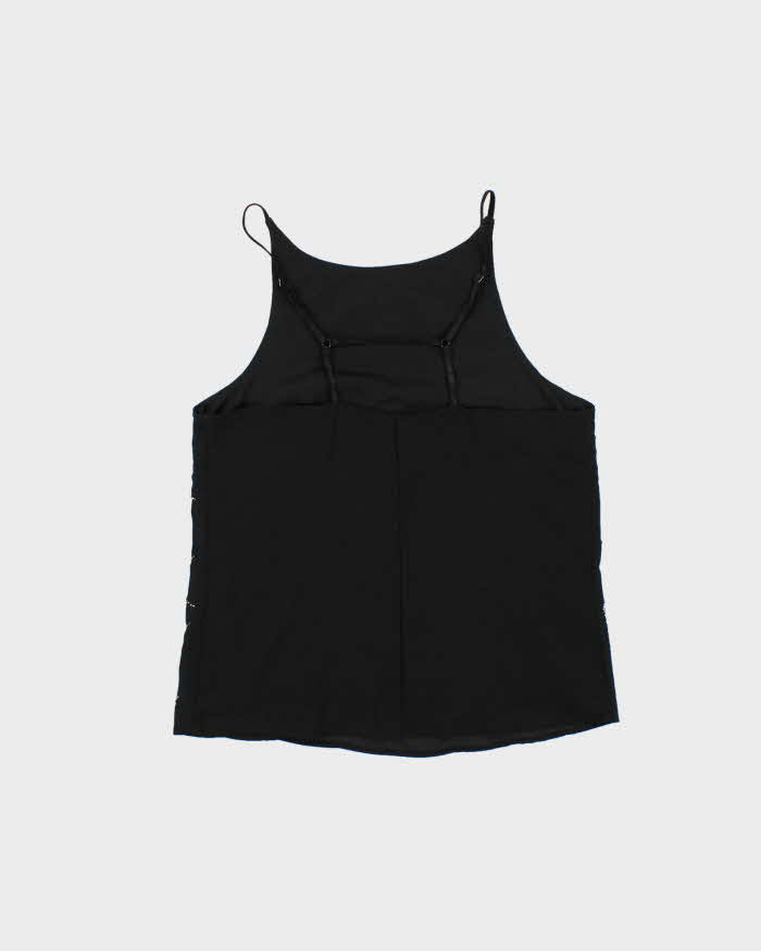 Vintage Women's Black Sequined Strappy Party Top - M