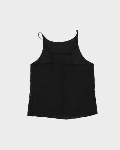 Vintage Women's Black Sequined Strappy Party Top - M