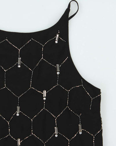 Vintage Women's Black Sequined Strappy Party Top - M