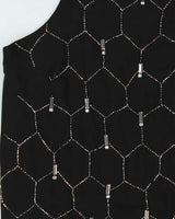 Vintage Women's Black Sequined Strappy Party Top - M