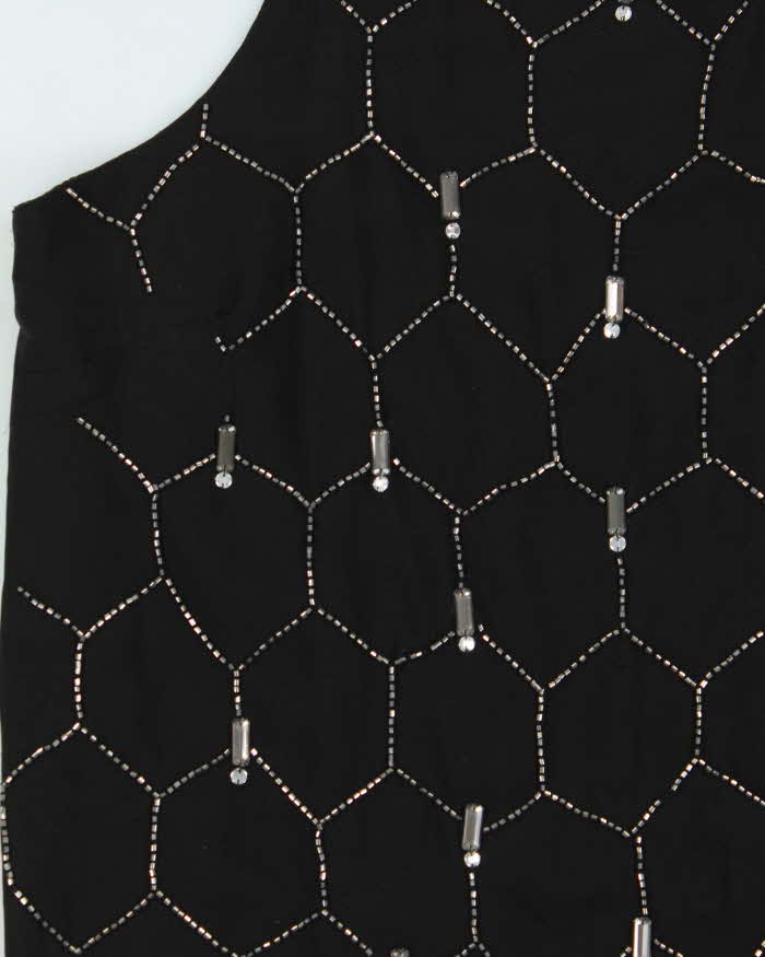 Vintage Women's Black Sequined Strappy Party Top - M