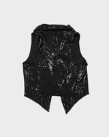 Vintage Women's Black Edit By Jeanne Bekker Sequined Party Waistcoat Top - XS