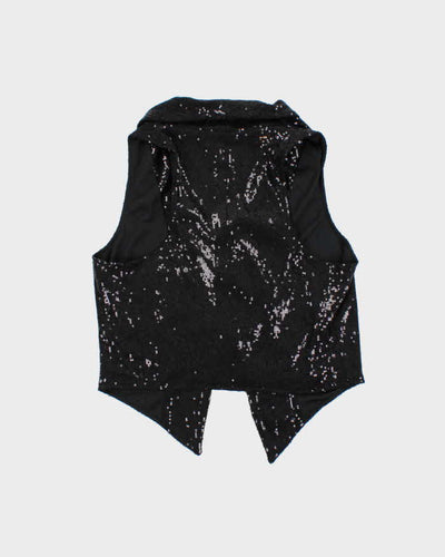Vintage Women's Black Edit By Jeanne Bekker Sequined Party Waistcoat Top - XS