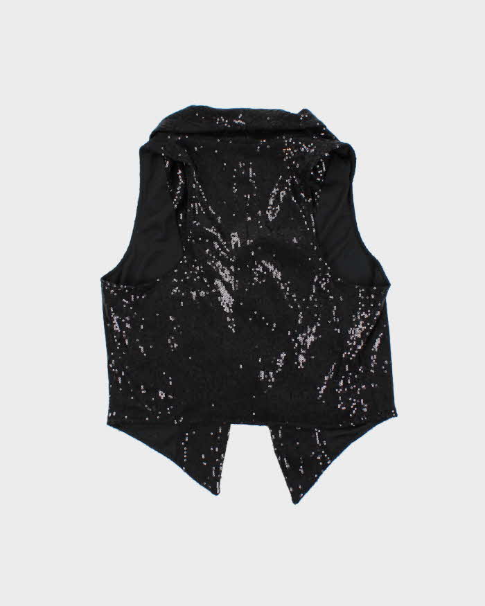 Vintage Women's Black Edit By Jeanne Bekker Sequined Party Waistcoat Top - XS