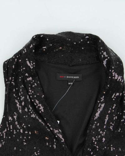 Vintage Women's Black Edit By Jeanne Bekker Sequined Party Waistcoat Top - XS