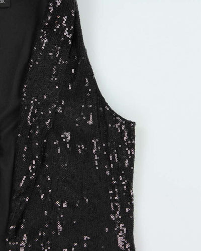 Vintage Women's Black Edit By Jeanne Bekker Sequined Party Waistcoat Top - XS