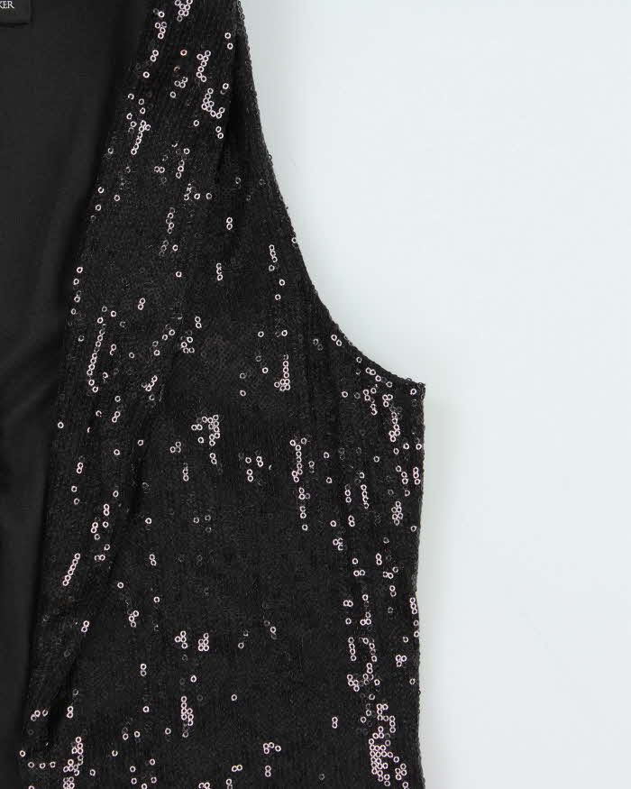 Vintage Women's Black Edit By Jeanne Bekker Sequined Party Waistcoat Top - XS