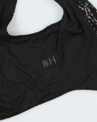 Vintage Women's Black Edit By Jeanne Bekker Sequined Party Waistcoat Top - XS