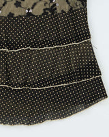 Vintage Women's Sheer &amp; Lace Sequined Polka Dot Party Top - L