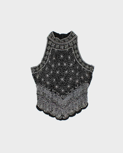 Vintage 90s Papell Boutique Silk Beaded Top - M