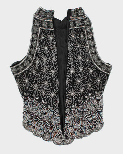 Vintage 90s Papell Boutique Silk Beaded Top - M