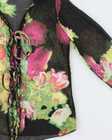 Vintage 00s Jube Girl Sheer Floral Blouse - M