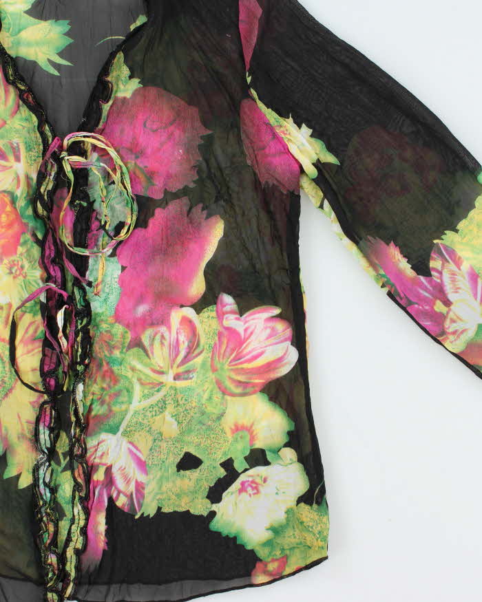Vintage 00s Jube Girl Sheer Floral Blouse - M