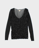 Vintage Y2k 00s Ralph Lauren Sequin Mesh Top - M