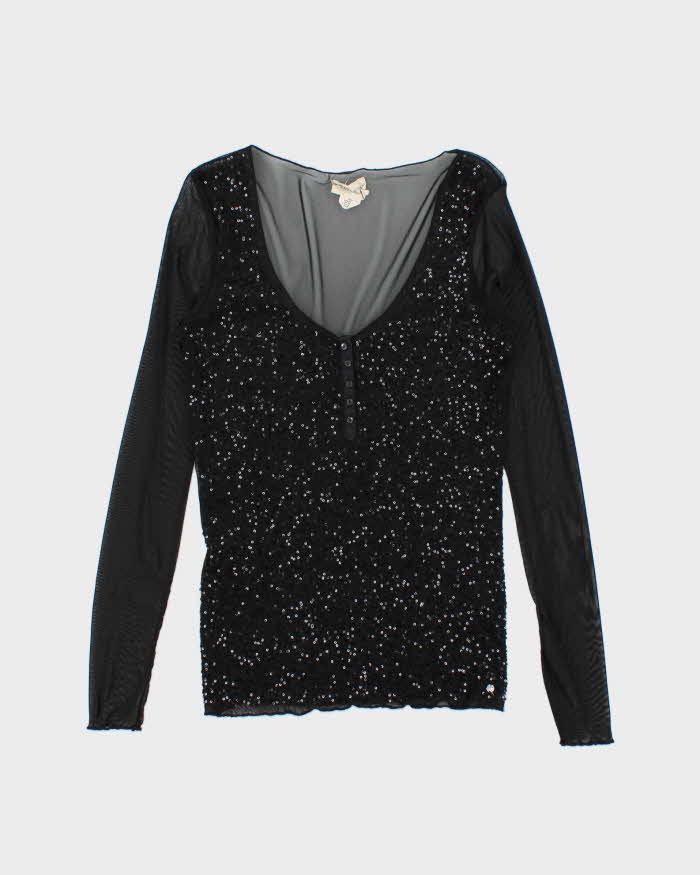 Vintage Y2k 00s Ralph Lauren Sequin Mesh Top - M