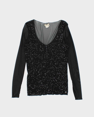 Vintage Y2k 00s Ralph Lauren Sequin Mesh Top - M