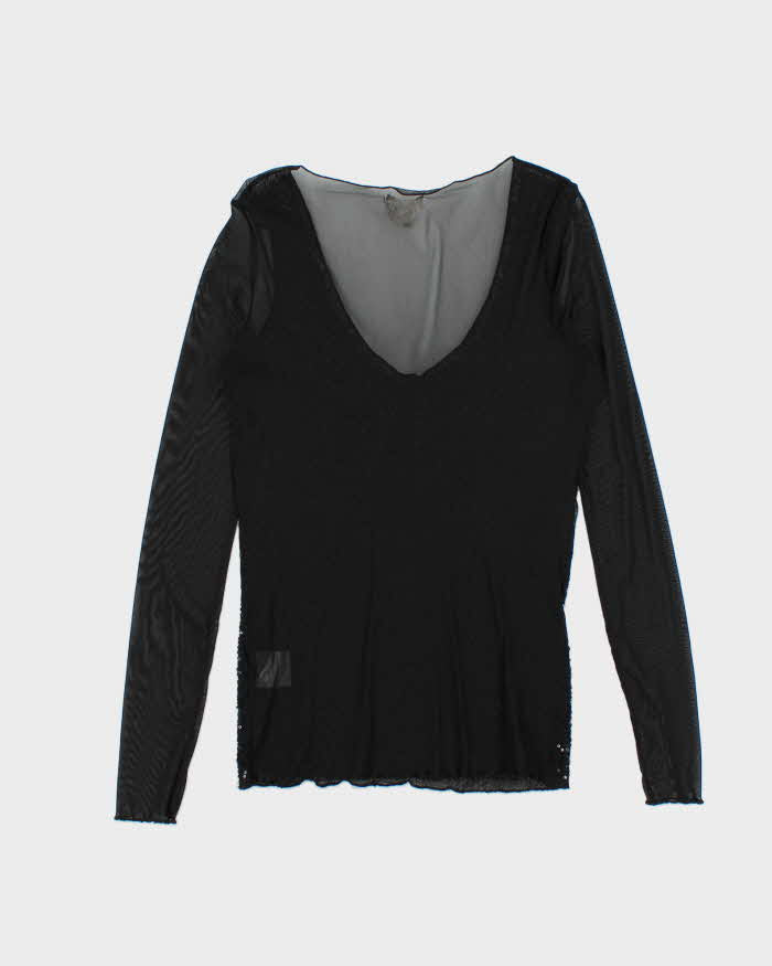 Vintage Y2k 00s Ralph Lauren Sequin Mesh Top - M