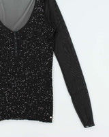 Vintage Y2k 00s Ralph Lauren Sequin Mesh Top - M