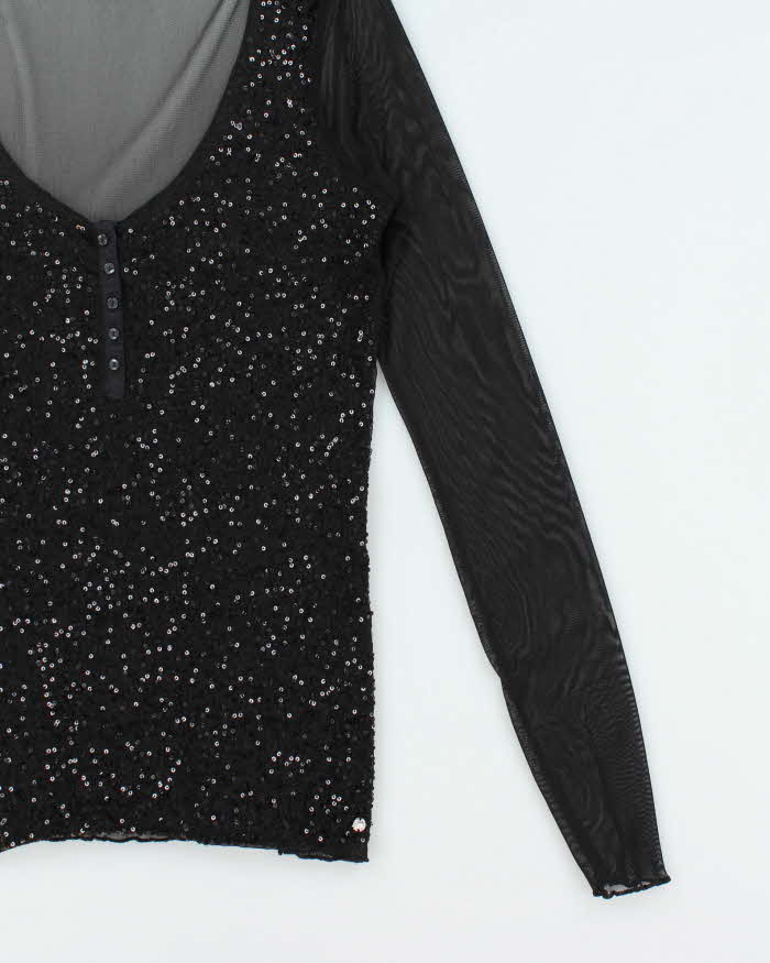 Vintage Y2k 00s Ralph Lauren Sequin Mesh Top - M