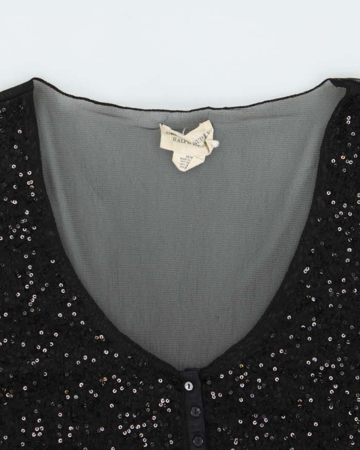 Vintage Y2k 00s Ralph Lauren Sequin Mesh Top - M