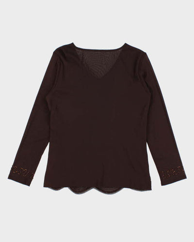 Vintage Y2k 00s Beaded Sequin Double Mesh Top - M