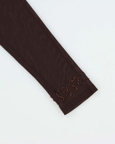 Vintage Y2k 00s Beaded Sequin Double Mesh Top - M