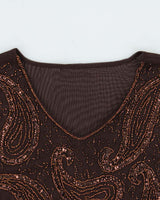 Vintage Y2k 00s Beaded Sequin Double Mesh Top - M
