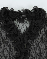 Vintage Y2k 00s Ness Ruffle Mesh Top - S