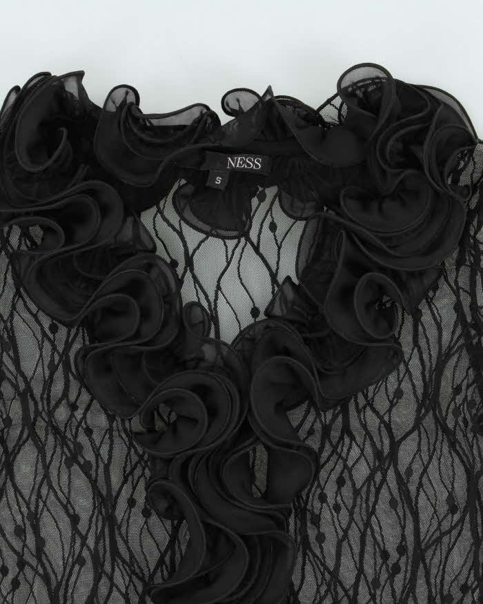 Vintage Y2k 00s Ness Ruffle Mesh Top - S