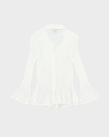 Vintage Y2k 00s Sunny Leigh Sheer Plisse Ruffle Blouse - M