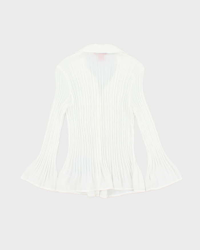 Vintage Y2k 00s Sunny Leigh Sheer Plisse Ruffle Blouse - M