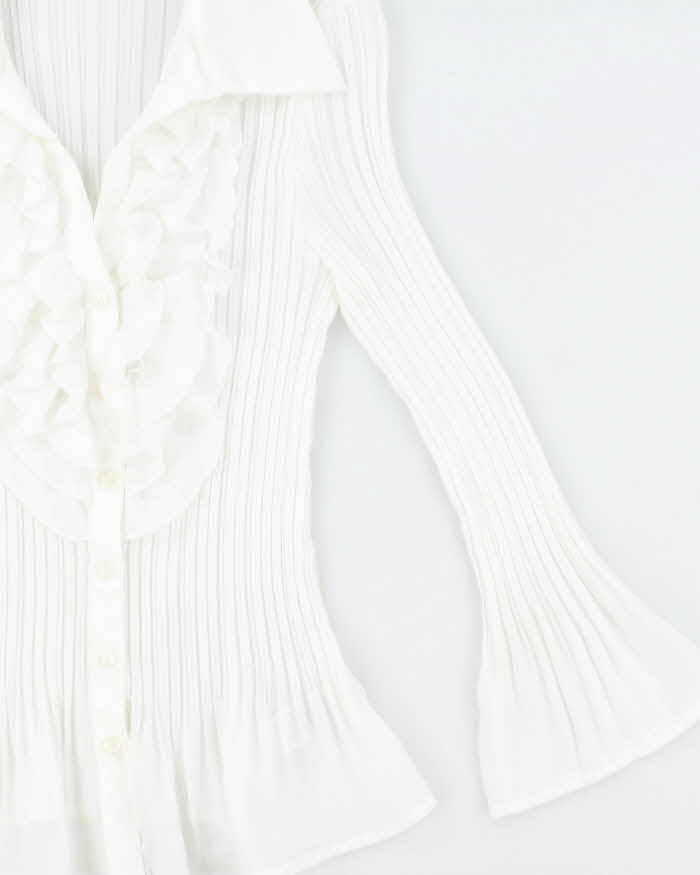 Vintage Y2k 00s Sunny Leigh Sheer Plisse Ruffle Blouse - M