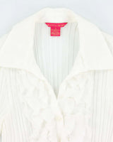 Vintage Y2k 00s Sunny Leigh Sheer Plisse Ruffle Blouse - M