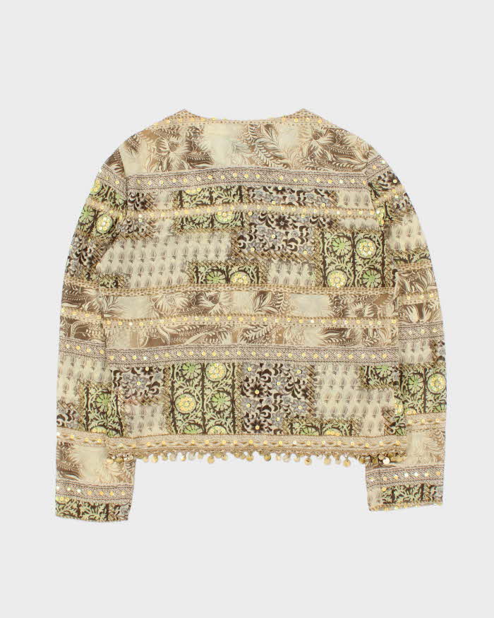 Vintage 90s 00s Joseph Ribkoff Sheer Sequin Beaded Blouse - L