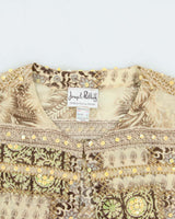 Vintage 90s 00s Joseph Ribkoff Sheer Sequin Beaded Blouse - L