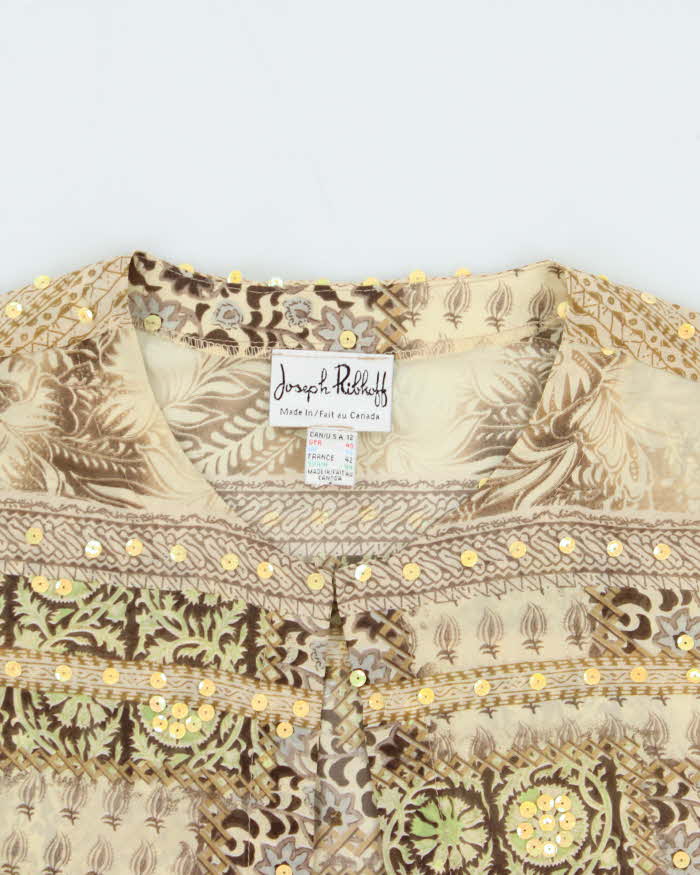 Vintage 90s 00s Joseph Ribkoff Sheer Sequin Beaded Blouse - L