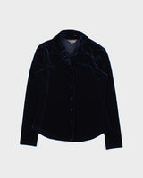 Vintage 90s Vertical Club Velvet Button-up Top - M