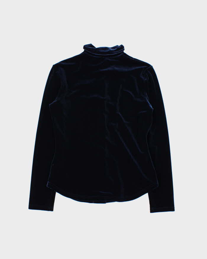 Vintage 90s Vertical Club Velvet Button-up Top - M