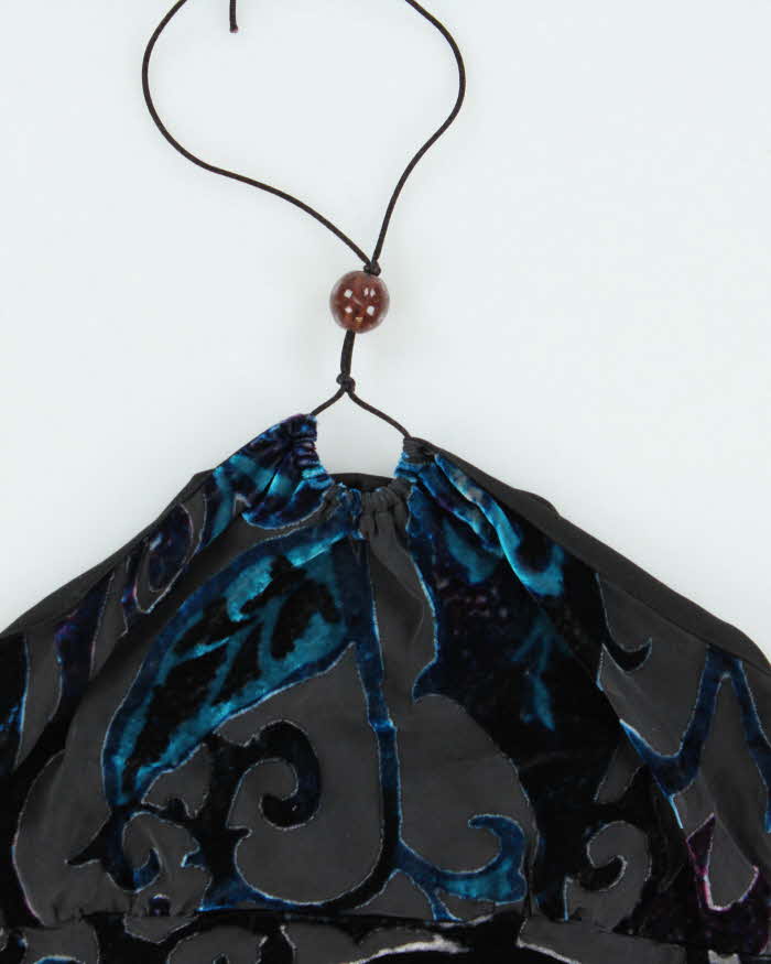 Vintage Y2k 00s Le Chateau Velvet Halter Neck Top - S